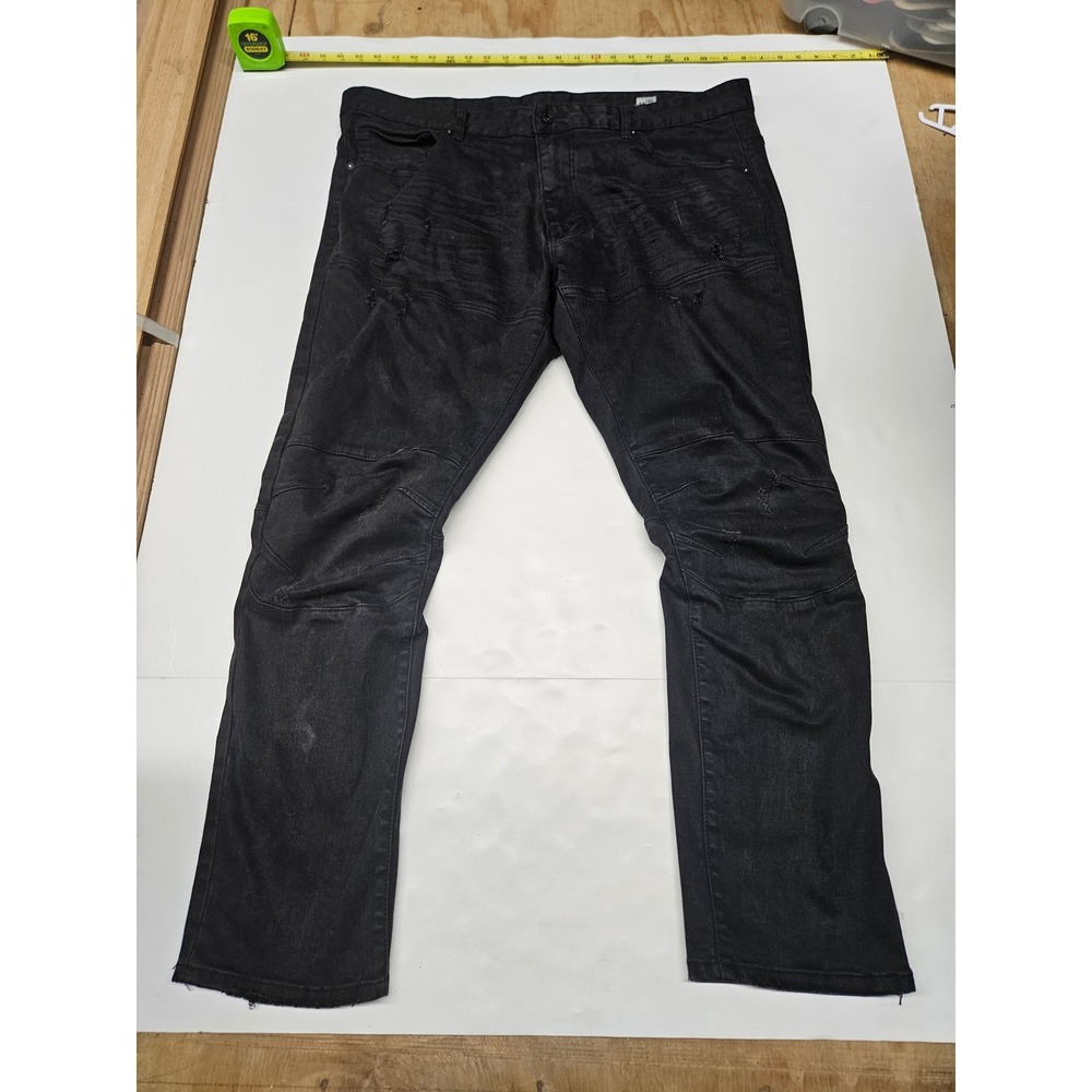 Smoke Rise Mens Black Distressed Moto Denim Jeans Size 42x32 Streetwear SR91